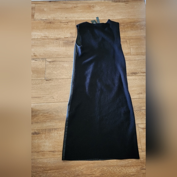 RARE $399 NWT Lauren Ralph Lauren Leather Front Merino Wool Back Shift Dress S - Picture 7 of 7